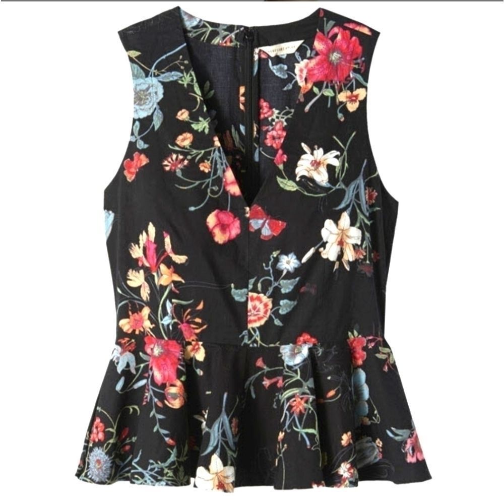 🆕Rebecca Taylor Meadow Floral V-Neck Peplum Top